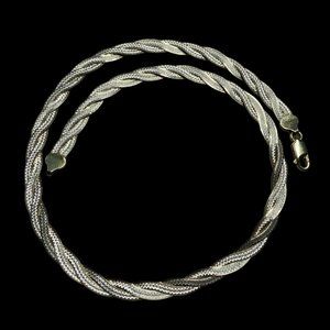 Italy 925 Sterling Braided Herringbone Chain Necklace